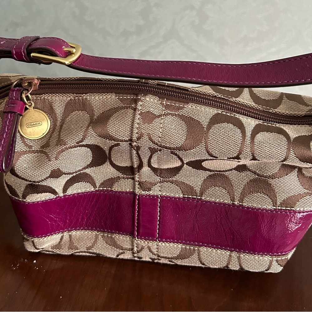 Coach Brown and Pink Shoulder Bag with Design